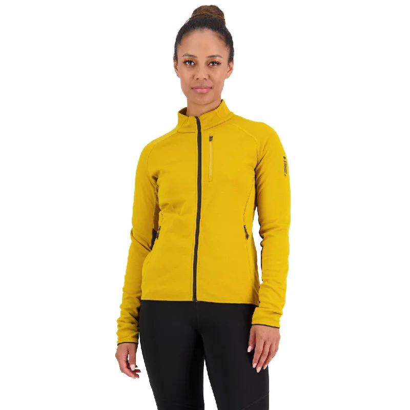 Mons Royale - Women's Approach Merino Shift Fleece Jacket - Turmeric Denim Fabric Leather Fabric Suede Fabric Mons Royale - Women's Approach Merino Shift Fleece Jacket - Turmeric Denim Fabric Leather Fabric Suede Fabric