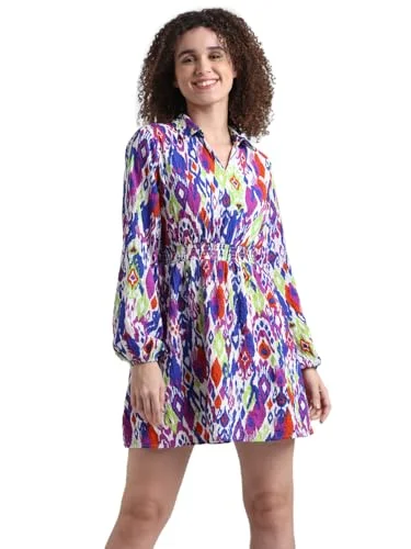 ONLY Women's Polyester Blend Classic Mini Dress (15333580-Princess Blue_Princess Cozy Long Sleeve Mini Dress ONLY Women's Polyester Blend Classic Mini Dress (15333580-Princess Blue_Princess Cozy Long Sleeve Mini Dress