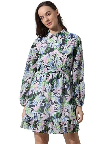 ONLY Women's Polyester Shirt Mini Dress (15339919- Black Casual High-Waist Mini Dress ONLY Women's Polyester Shirt Mini Dress (15339919- Black Casual High-Waist Mini Dress