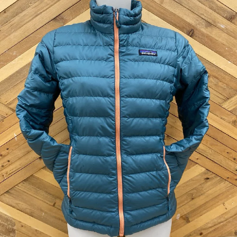 Patagonia - Women's Down Sweater Jacket - MSRP $349: Teal Blue / Salmon Pink-women-SM Bomber Jacket Anorak Windbreaker Patagonia - Women's Down Sweater Jacket - MSRP $349: Teal Blue / Salmon Pink-women-SM Bomber Jacket Anorak Windbreaker