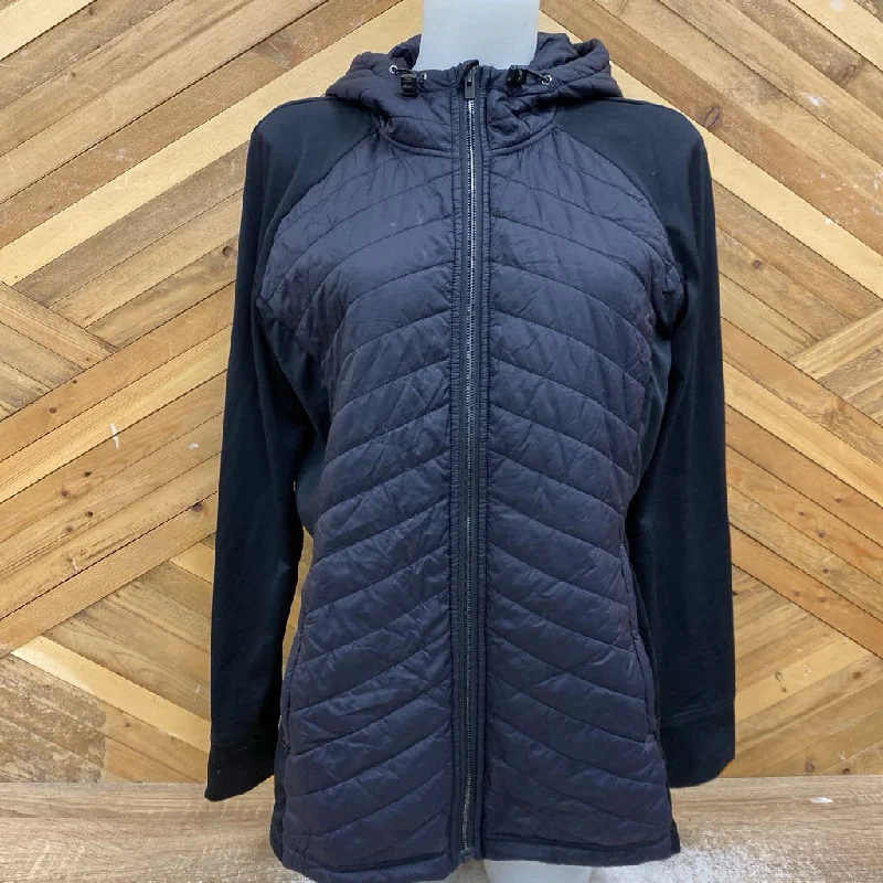 Shambhala - Women's Hybrid Insulated Jacket - MSRP comp $100: Grey / Black-women-LG Fleece Jacket Down Jacket Feather Jacket Shambhala - Women's Hybrid Insulated Jacket - MSRP comp $100: Grey / Black-women-LG Fleece Jacket Down Jacket Feather Jacket