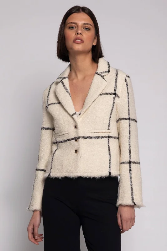 Vilagallo 30687 Cream Black Chanel Style Jacket Snapped Jacket Toggled Jacket Drawstring Jacket Vilagallo 30687 Cream Black Chanel Style Jacket Snapped Jacket Toggled Jacket Drawstring Jacket