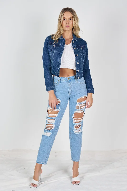 Wakee Denim Jacket - Dark Denim 7042 One-Shoulder Jacket Off-the-Shoulder Jacket Asymmetrical Jacket Wakee Denim Jacket - Dark Denim 7042 One-Shoulder Jacket Off-the-Shoulder Jacket Asymmetrical Jacket