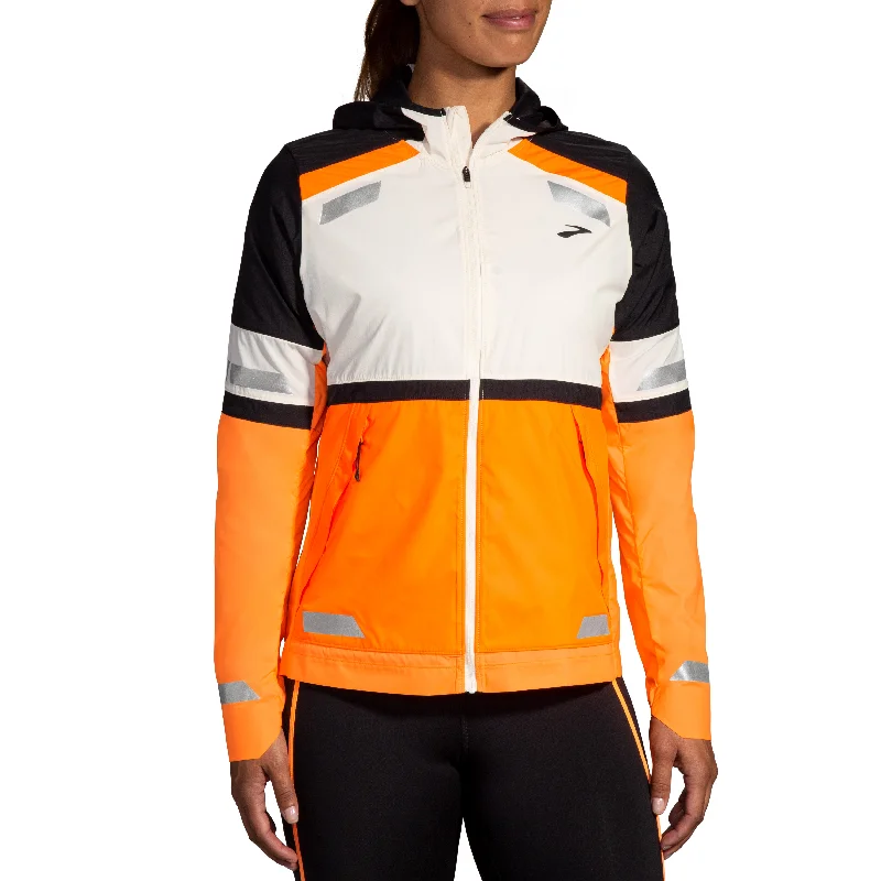 WOMEN'S RUN VISIBLE JACKET 2.0 - 167 ECRU/FLUORO Satin Jacket Silk Jacket Chiffon Jacket WOMEN'S RUN VISIBLE JACKET 2.0 - 167 ECRU/FLUORO Satin Jacket Silk Jacket Chiffon Jacket