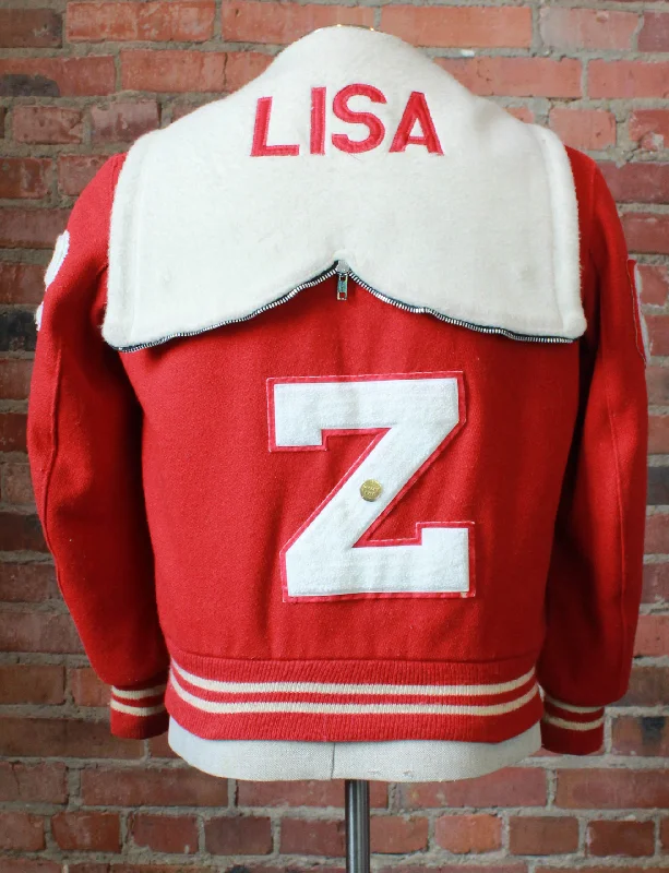 Women's Vintage 1982 Mt. Zion Varsity Letterman Jacket Lisa Volleyball Bomber Red White Large Plaid Jacket Tartan Jacket Houndstooth Jacket Women's Vintage 1982 Mt. Zion Varsity Letterman Jacket Lisa Volleyball Bomber Red White Large Plaid Jacket Tartan Jacket Houndstooth Jacket