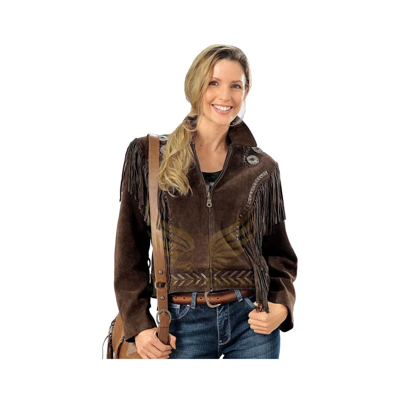 Womens Vintage Brown Suede Leather Jacket Ladies Native Fringe Western Wear Coat Fleece Jacket Down Jacket Parka Womens Vintage Brown Suede Leather Jacket Ladies Native Fringe Western Wear Coat Fleece Jacket Down Jacket Parka