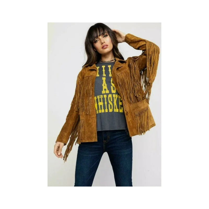 Womens Vintage Brown Suede Leather Jacket Ladies Native Fringe Western Wear Coat Fleece Jacket Down Jacket Feather Jacket Womens Vintage Brown Suede Leather Jacket Ladies Native Fringe Western Wear Coat Fleece Jacket Down Jacket Feather Jacket