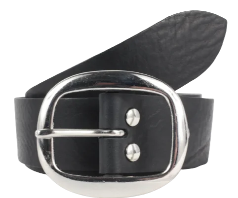 Black Designer Leather Jean Belt Classic Blue Denim Jeans