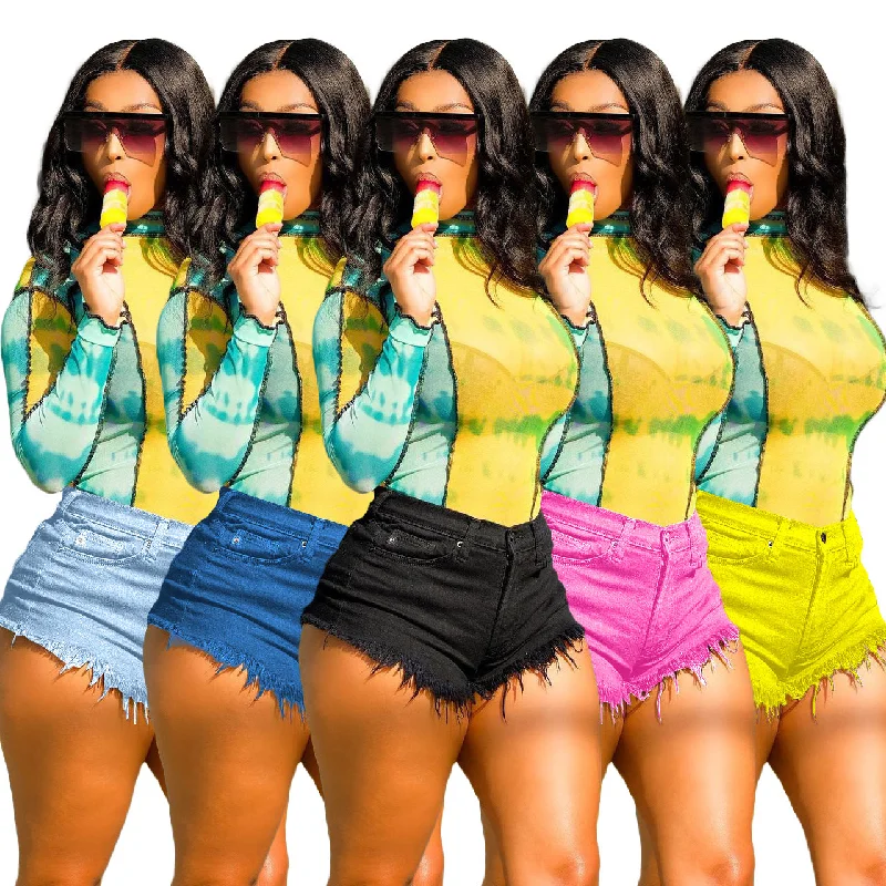 2022 summer womens high waist denim shorts blue tassel jean shorts for women Fashionable Raw Edge Jeans 2022 summer womens high waist denim shorts blue tassel jean shorts for women Fashionable Raw Edge Jeans