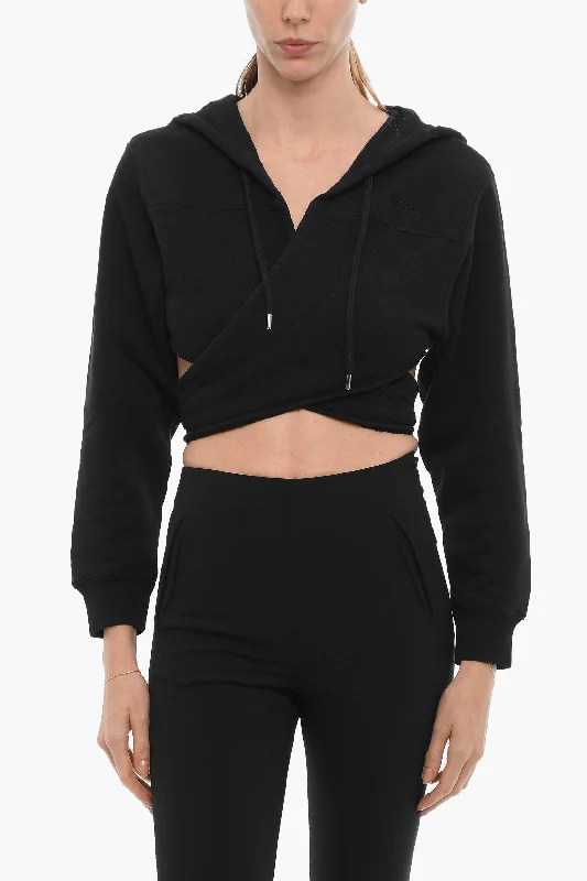 Ambush Solid Color Crop Hoodie to Wrap at the Waist Cotton Hoodie Fleece Lining Warmth Ambush Solid Color Crop Hoodie to Wrap at the Waist Cotton Hoodie Fleece Lining Warmth