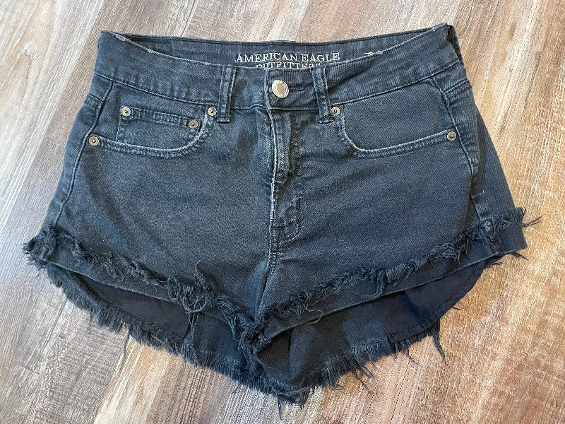 American Eagle Black Jean Shorts High Rise Festival womens size 8 Trendy Layered Pocket Jeans American Eagle Black Jean Shorts High Rise Festival womens size 8 Trendy Layered Pocket Jeans
