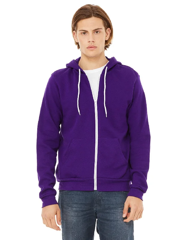 Bella+Canvas Unisex Poly-Cotton Fleece Full-Zip Hoodie | Team Purple Hoodie with Longline Fit Extended Stylish Bella+Canvas Unisex Poly-Cotton Fleece Full-Zip Hoodie | Team Purple Hoodie with Longline Fit Extended Stylish