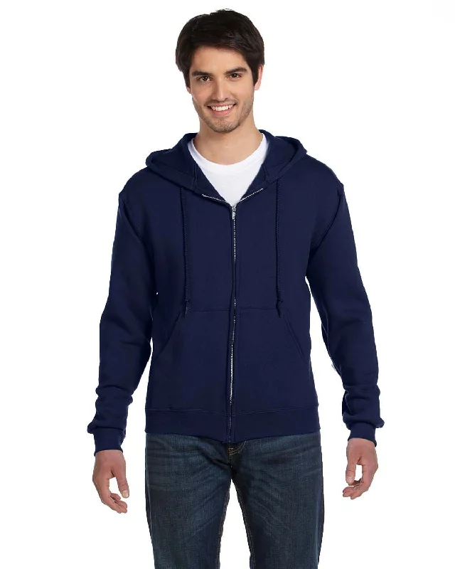 Fruit of the Loom Supercotton Full-Zip Hoodie | J Navy Hoodie with High-Low Hem Asymmetrical Trendy Fruit of the Loom Supercotton Full-Zip Hoodie | J Navy Hoodie with High-Low Hem Asymmetrical Trendy