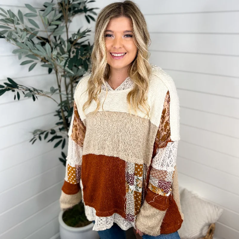 Got a Feeling Knit Long Sleeve Oat Avery Mae Hooded Top Hoodie with Hem Raw Edge Edgy Unfinished Got a Feeling Knit Long Sleeve Oat Avery Mae Hooded Top Hoodie with Hem Raw Edge Edgy Unfinished