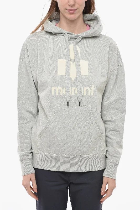 Isabel Marant ETOILE Flocked Logo MANSEL Hoodie Hoodie with Relaxed Fit Easy Casual