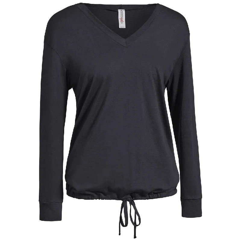 Expert Women's Black American Moca V-Neck Hoodie Hoodie with Batwing Sleeves Loose Dramatic Expert Women's Black American Moca V-Neck Hoodie Hoodie with Batwing Sleeves Loose Dramatic