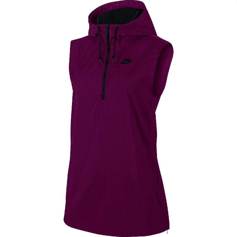 Nike Tech Hypermesh Full Zip Hooded Women's Vest Violet Hoodie with Hem Applique Textured Unique Nike Tech Hypermesh Full Zip Hooded Women's Vest Violet Hoodie with Hem Applique Textured Unique