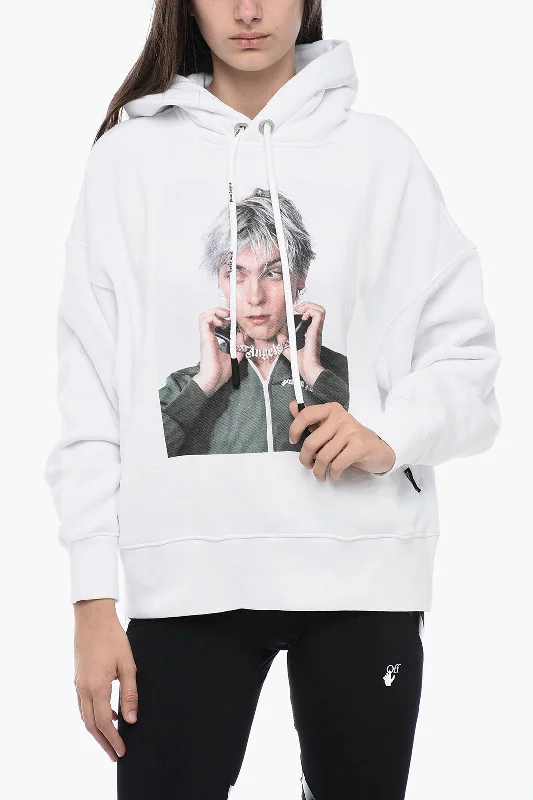 Palm Angels DAVID SIMS Brushed Cotton Printed Hoodie Hoodie with Embroidery Detailed Premium Palm Angels DAVID SIMS Brushed Cotton Printed Hoodie Hoodie with Embroidery Detailed Premium