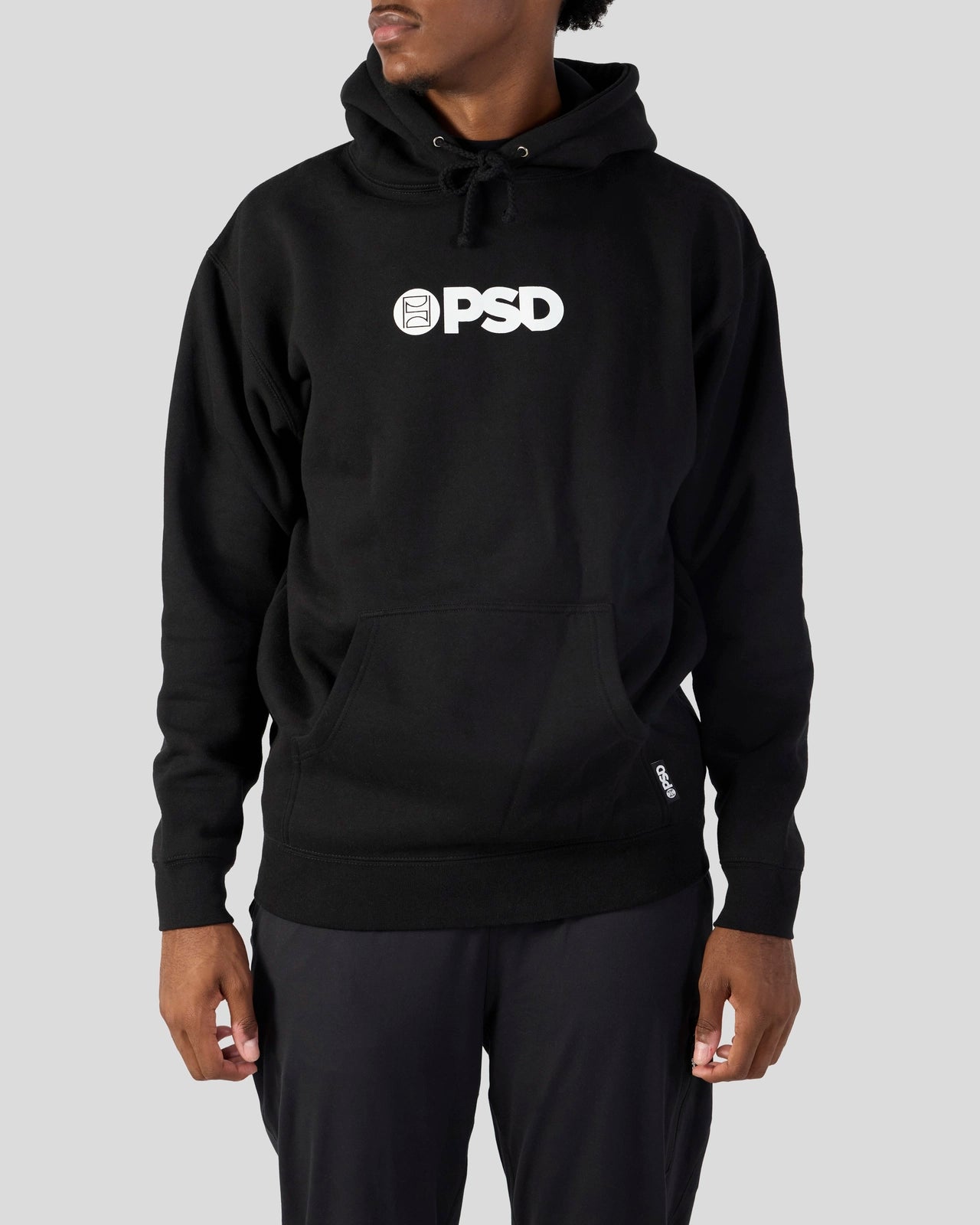 PSD Black Hoodie Hoodie with Ribbed Neckline Snug Warm