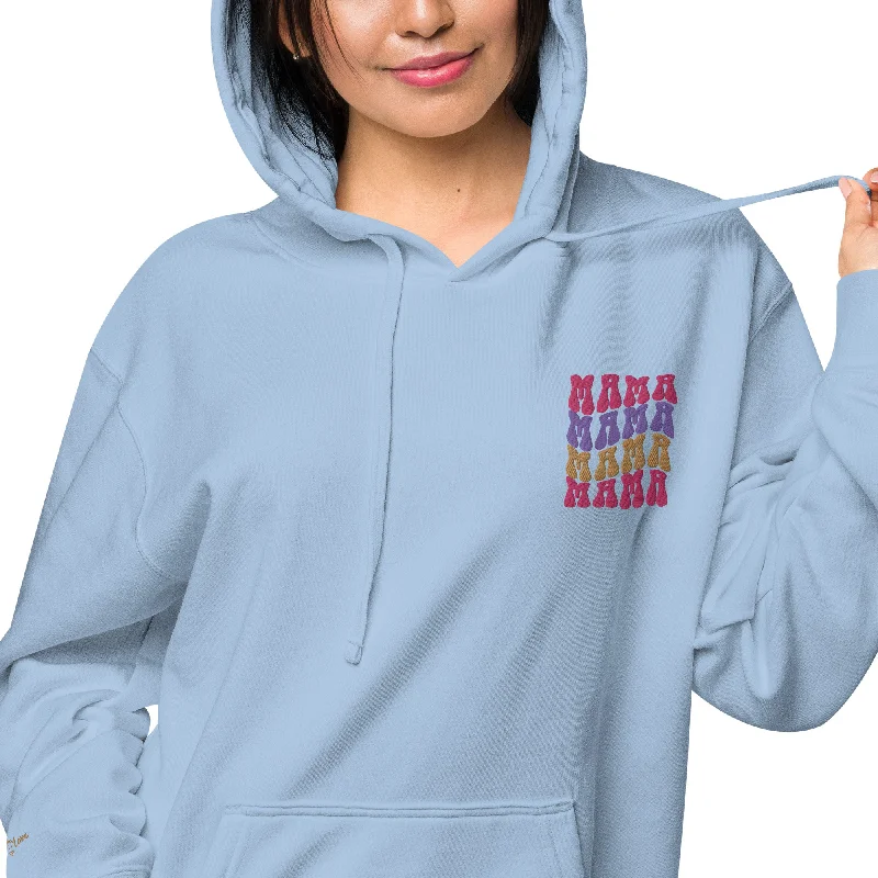 Colorful Retro Mama Design Unisex Pigment-Dyed Hoodie, lioness-love Hoodie with High-Low Hem Asymmetrical Trendy Colorful Retro Mama Design Unisex Pigment-Dyed Hoodie, lioness-love Hoodie with High-Low Hem Asymmetrical Trendy