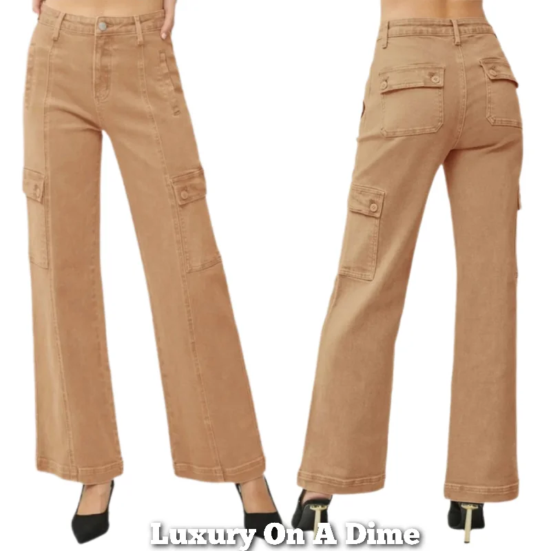RISEN Cargo High-Rise Waist Denim Straight Leg 90s Retro Utility Jean Pants Classic Button Fly Jeans RISEN Cargo High-Rise Waist Denim Straight Leg 90s Retro Utility Jean Pants Classic Button Fly Jeans