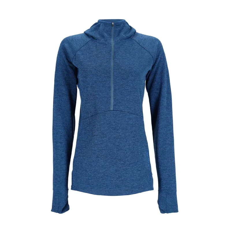 Simms Womens Bugstopper Hoody | Sapphire Heather Hoodie with Hem Raw Edge Edgy Unfinished Simms Womens Bugstopper Hoody | Sapphire Heather Hoodie with Hem Raw Edge Edgy Unfinished
