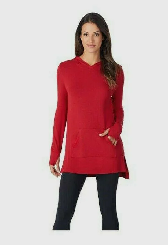 Stretch Thermal Long Sleeve Hoodie Tunic Shirt Hoodie with Ribbed Neckline Snug Warm Stretch Thermal Long Sleeve Hoodie Tunic Shirt Hoodie with Ribbed Neckline Snug Warm