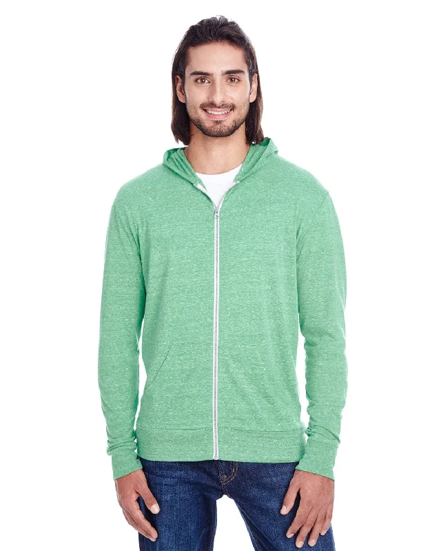 Threadfast Apparel Unisex Triblend Full-Zip Hoodie | Green Triblend Hoodie with Button Placket Classic Preppy Threadfast Apparel Unisex Triblend Full-Zip Hoodie | Green Triblend Hoodie with Button Placket Classic Preppy