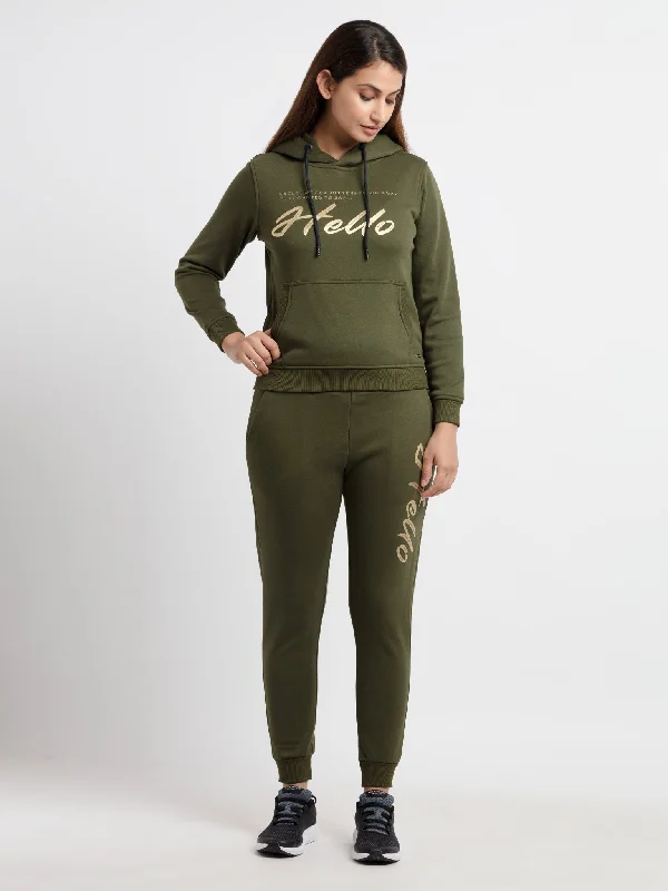 Women Printed Hooded Tracksuit Hoodie with Toggle Buttons Decorative Unique