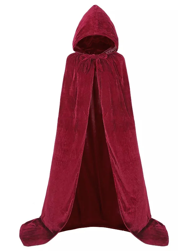 1950s Christmas Solid Long Hooded Cape Hoodie with Illustration Artistic Creative
