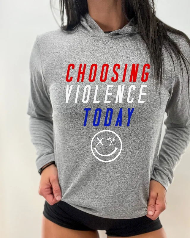 Salty Savage Unisex “CHOOSING VIOLENCE TODAY” Long Sleeve Hooded Performance UPF 50+ Fishing Tee Hoodie with Cuffed Sleeves Snug Secure Salty Savage Unisex “CHOOSING VIOLENCE TODAY” Long Sleeve Hooded Performance UPF 50+ Fishing Tee Hoodie with Cuffed Sleeves Snug Secure