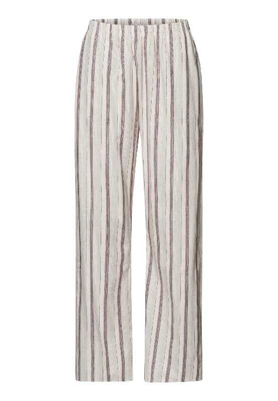 Loungy Nights Cotton Flannel Pajama Pants | Meraki Stripe 76486-2165 Trendy High-Waist Trousers