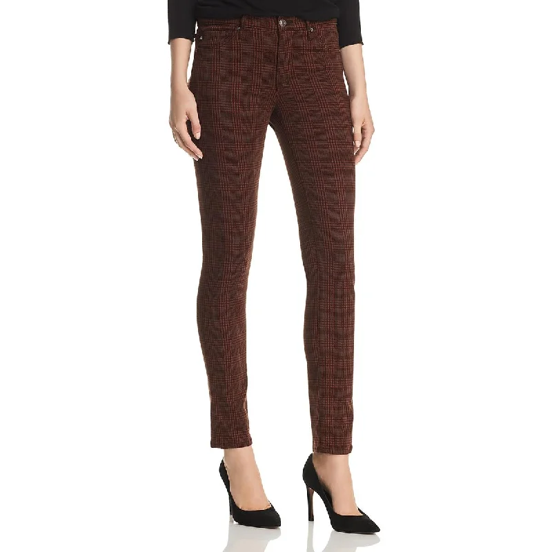 Adriano Goldschmied Womens Houndstooth Mid-Rise Ankle Pants Chic Faux Leather Pants