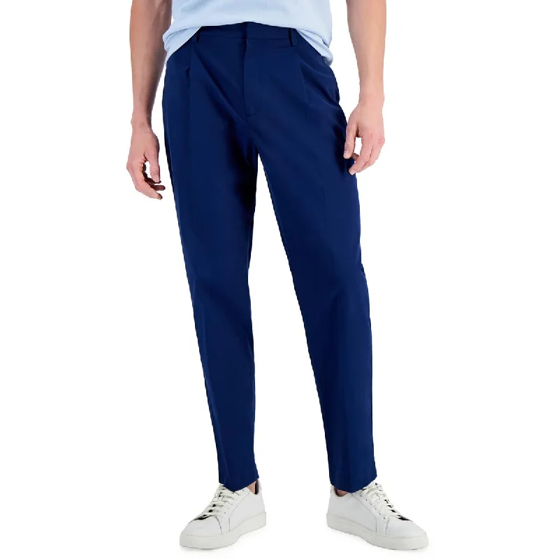 Alfani Mens Pleated Cotton Stretch Straight Leg Pants Chic Black Leggings