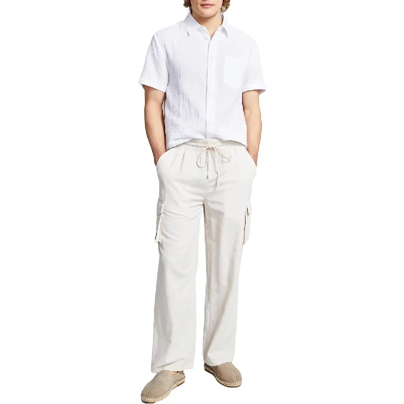 And Now This Mens Drawstring Hem High Rise Cargo Pants Comfortable Cargo Pants