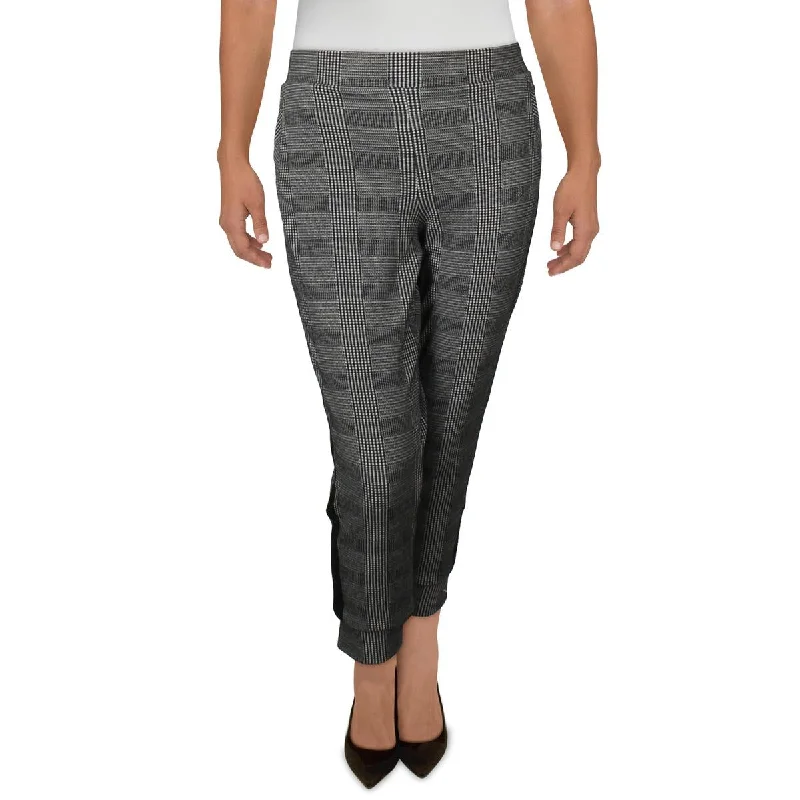 Anne Klein Womens Slim Fit Plaid Ankle Pants Comfy Cargo Trousers