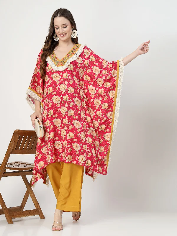 Elegant Bohemian Kaftan with Relaxed Pants Ensemble Casual Skinny Fit Pants