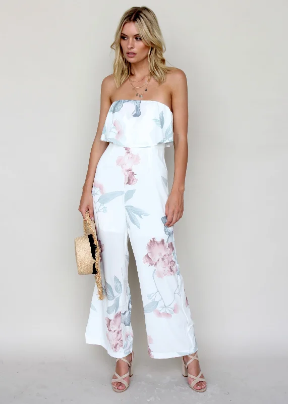 Burning Sun Strapless Pantsuit - Coastal Trendy Printed Pants