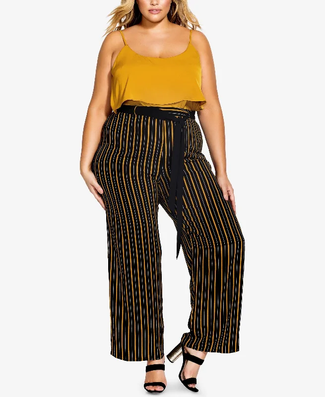 City Chic Trendy Plus Size Striped Palazzo Pants Formal Dress Pants
