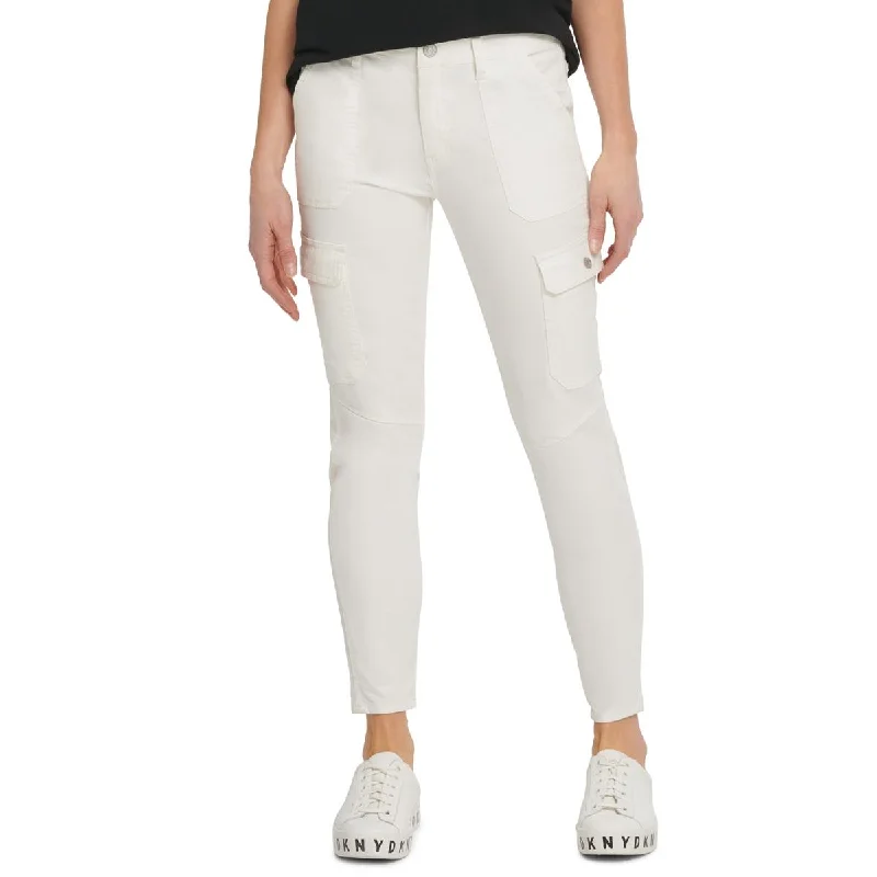 DKNY Womens Denim Skinny Fit Cargo Pants Comfortable Pleated Pants