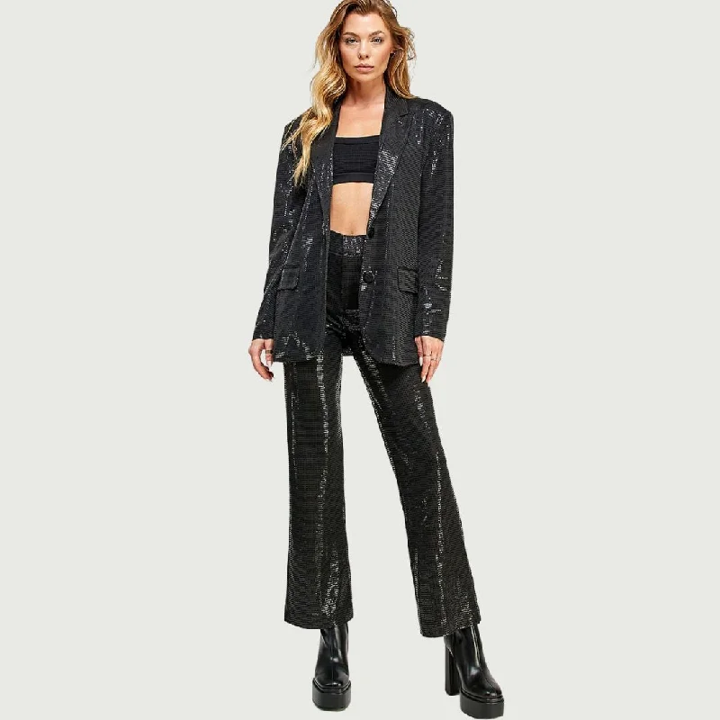 Flowing Sequin Pants (Black) Formal Stretch Pants