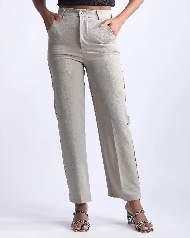 HIGH WAIST STRAIGHT FIT PANTS Trendy High-Waist Trousers