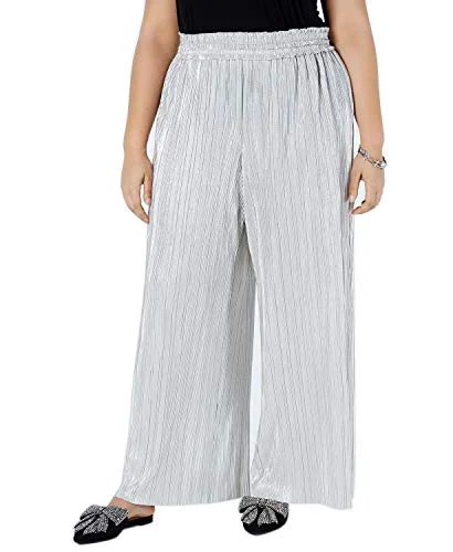 I.N.C. Plus Size Crinkle Shine Wide-Leg Pants Fashionable Sporty Pants
