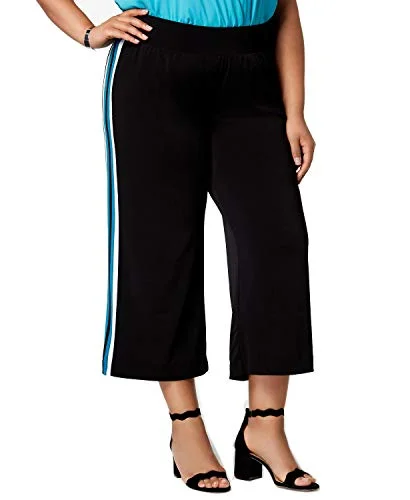 I.N.C. Plus Size Varsity-Stripe Cropped Wide-Leg Pants Elegant Wool Trousers