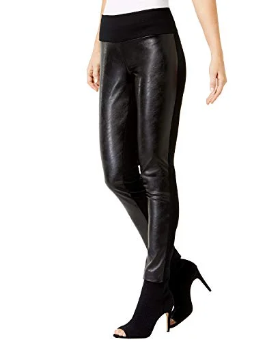 INC Faux-Leather-Front Skinny Pants Casual Skinny Fit Pants