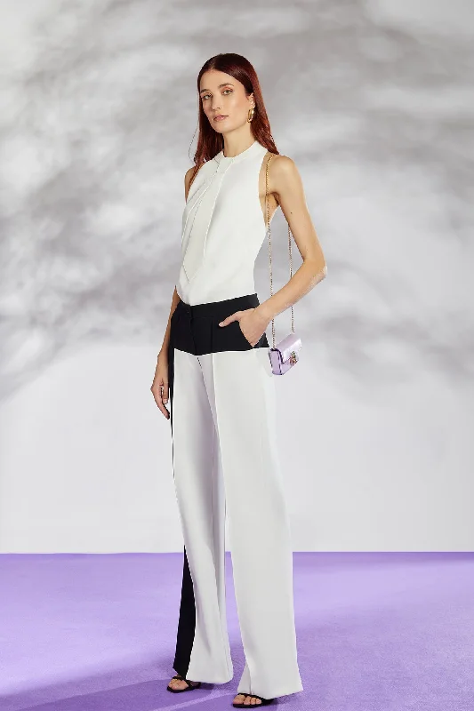 Sleeveless top with tie and pants Elegant Wool Trousers