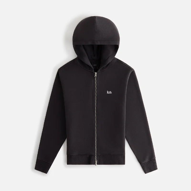 Kith Women Tanner Full Zip Hoodie - Black Hoodie with Toggle Buttons Decorative Unique Kith Women Tanner Full Zip Hoodie - Black Hoodie with Toggle Buttons Decorative Unique