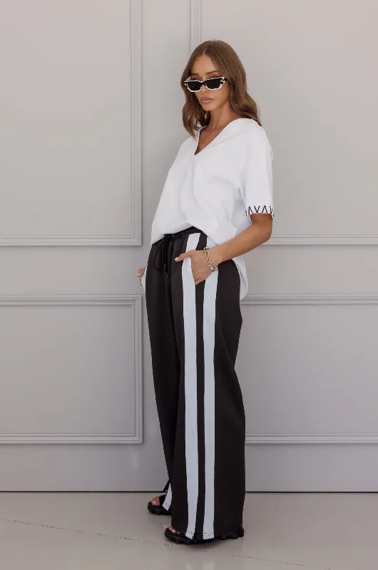 KINGSLEY Pants Black Comfy Zip-Up Pants