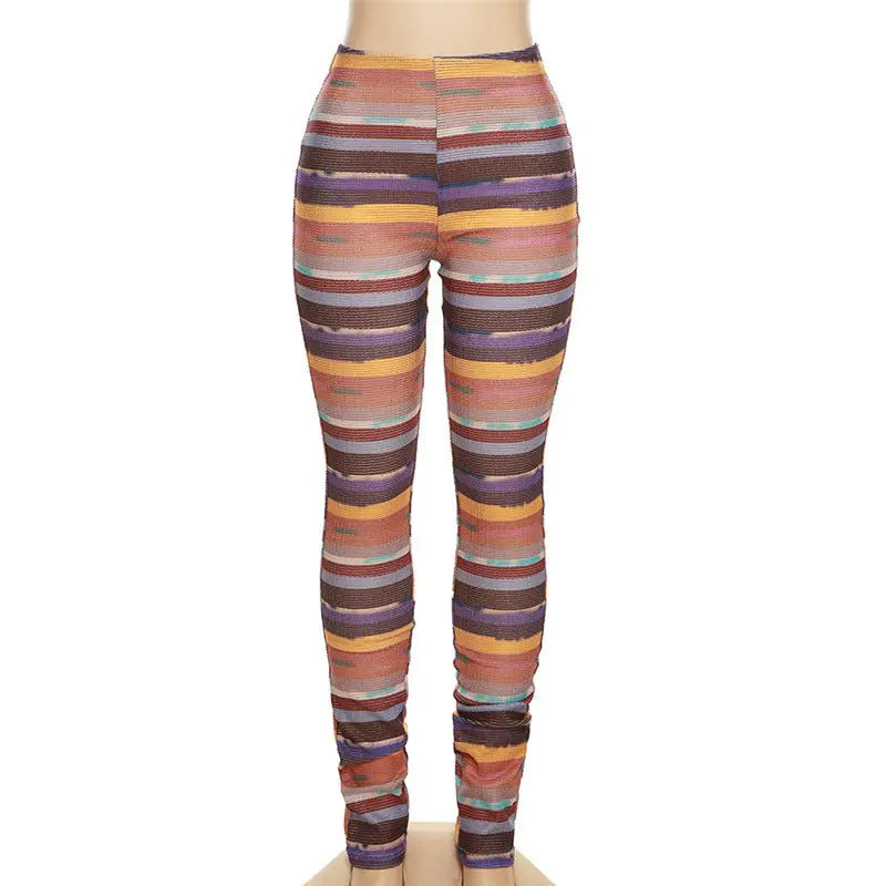 Knitted Striped Pants Trendy Printed Pants