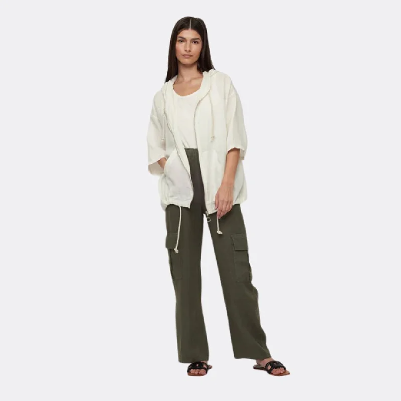 Linen Cargo Pants (Grape Leaf) Relaxed Casual Leggings